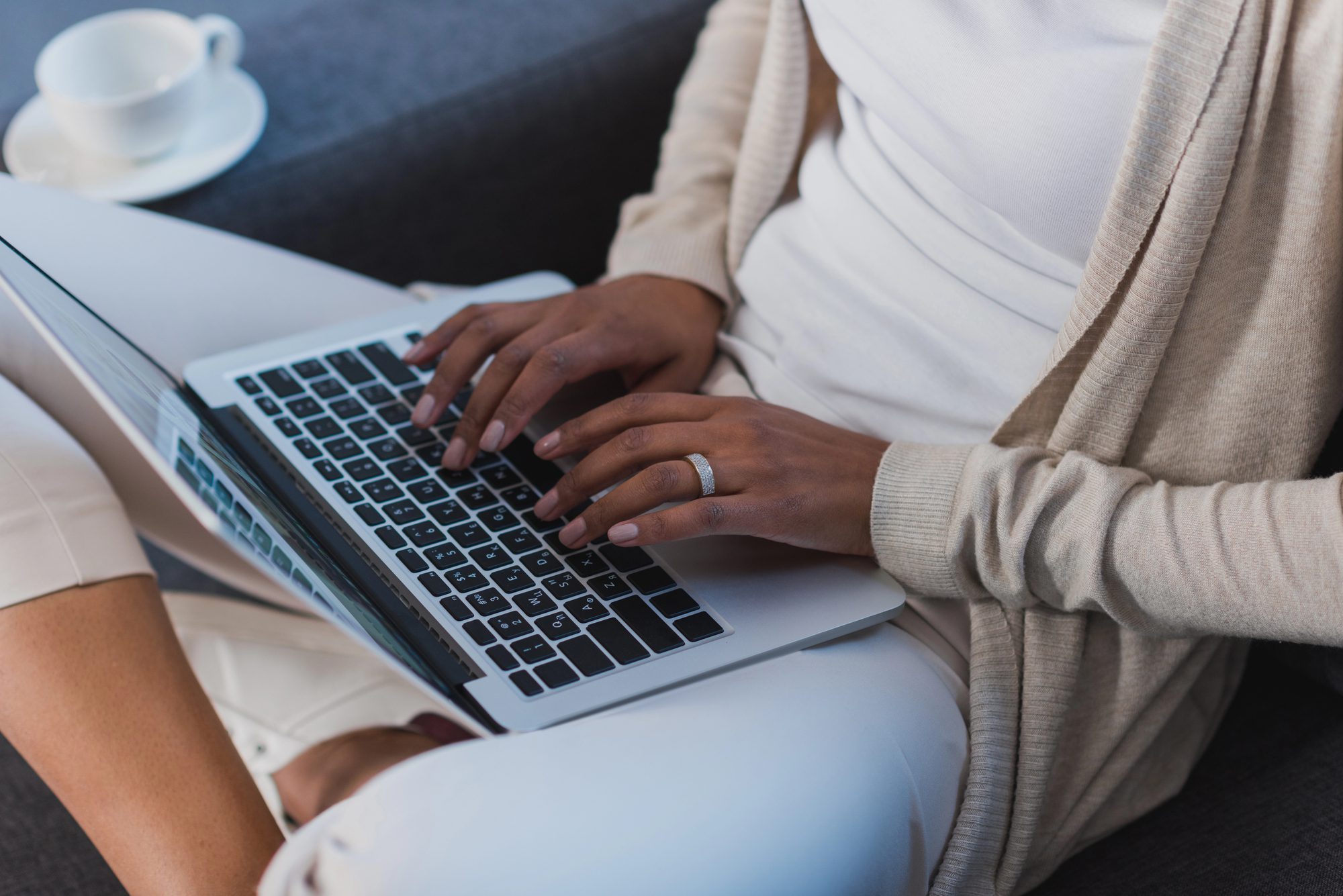 Lady typing on laptop